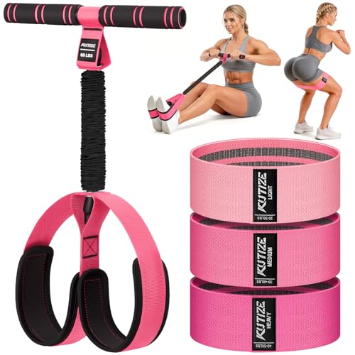 KUTIZE Booty Bands & Pedal Exercise Bands Resistance Bands Set for Women - color: 1-Pink Bands Set