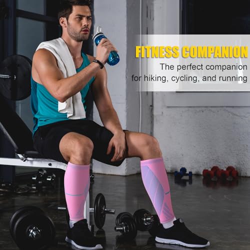 NuCamper Calf Compression Sleeve, Footless Compression Socks for Men Women - color: Pink, size: X-Large