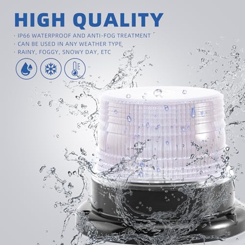 White Rooftop Beacon Strobe Lights w/Magnetic Base, 1-Pcs - color: 1× White
