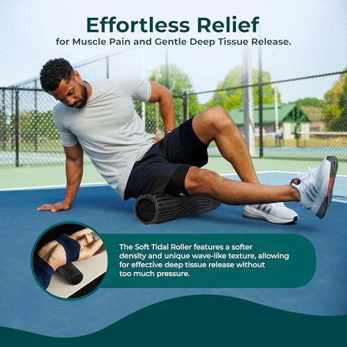 Oceanfoam Soft Tidal Roller - Soft Density Foam Roller (Black & Charcoal) - color: Black & Charcoal Marbled