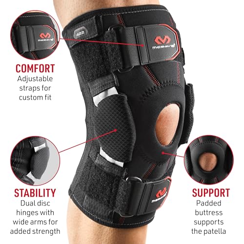 McDavid Hinged Knee Brace for Men & Women, Maximum Knee Support & Compression for Stability & Recovery, Ligament, Hyperextension Support - LARGE - size: Large