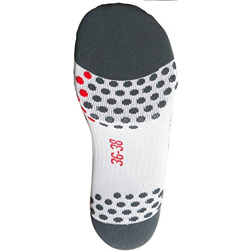 Compression Ankle Socks for Running - Moisture Wicking, Dot Padding - color: 1 Pair - White/Red, size: Small