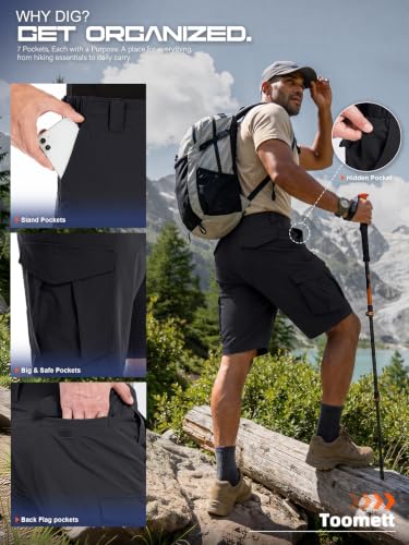 Toomett Mens Hiking Cargo Shorts - color: Black, size: 38