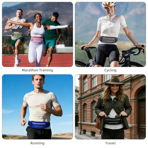 Lightweight Running Belt, Water-Resistant Waist Pack for Women & Men, 4-Zone Organization Fits Up to 7" Phone, Reflective Strips Design for Marathon Training, Jogging, Hiking, Commuting - color: Green