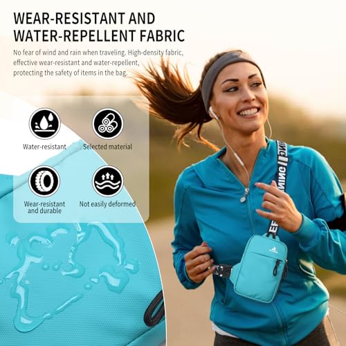 Peicees Mini Crossbody Sling Bag Chest Bag Dual Pocket Water Resistant Fanny Pack Running Phone Holder for Men Women Workout Travel, Lake Blue - color: Lake Blue
