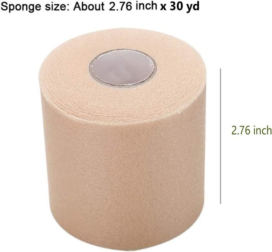 OBTANIM 2 Rolls Foam Underwrap Bandage Pre-Wrap Sports Tape for Athletic Elbow Knees Ankles, Latex Free (Black) - color: Black
