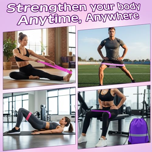 Sratte 120 Pcs Workout Loop Resistance Bands Bulk, Gym Elastic Bands Set for Fitness Sport Class Students Members Gift Physical, 5 Pieces Each Set, with Large Drawstring Backpack Bags - color: Pink