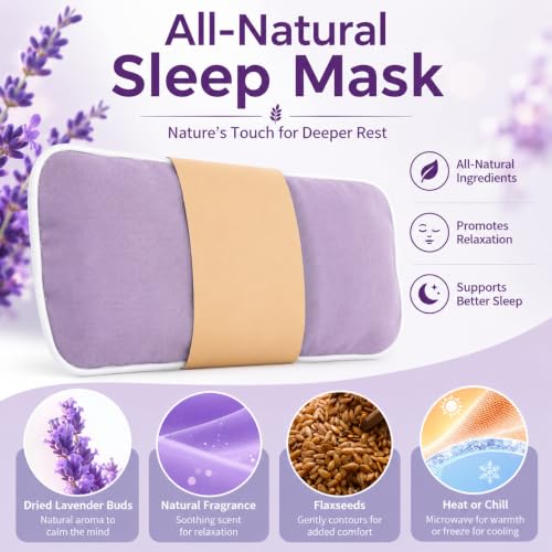 Lavender Weighted Eye Pillow with Washable Linen Cover - color: Purple