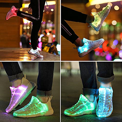 Shinmax LED Light Up Shoes for Women Men, USB Rechargeable Fiber Optic Glowing Sneakers, Luminous Flashing Shoes for Dancing, Festivals, Parties - size: 8 Women/6.5 Men