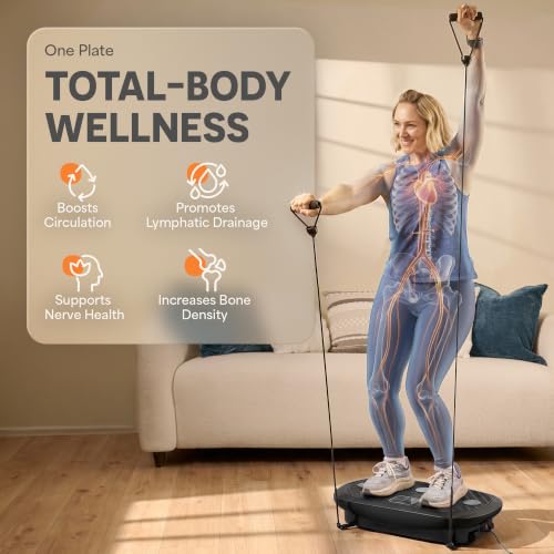 Lifepro Rumblex 4D Vibration Plate Exercise Machine with 7 Training Modes - color: Black, size: Plus Mini