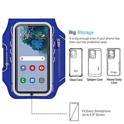 Armband for Samsung Galaxy S26 S25 S24 S23 S22 Ultra/Plus/FE, Gym Running Workouts Arm Band with Earbuds Holder (Nav Blue) - color: Nav Blue