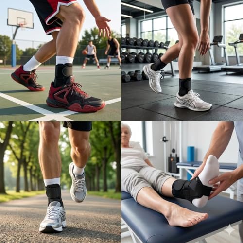 Ankle Brace for Women & Men with Side Stabilizers - No Lace, Quickly tighten and cross wrap, Air and Cool fabric, suitable for both left and right feet, Adjustable Compression Ankle Support for Sprained Ankle, Sprain Prevention, Recovery, For Running, Vol