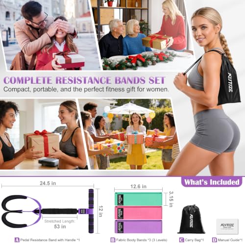 KUTIZE Booty Bands & Pedal Exercise Bands Resistance Bands Set for Women - color: Purple