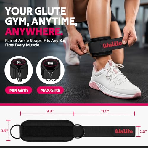 Ankle Straps for Cable Machines, Leg Straps for Glute Kick Back Accessories - color: Black
