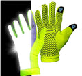 ReflecToes Reflective Winter Running Gloves, Hi Vis Neon Traffic Gloves Men - color: Yellow, size: X-Small