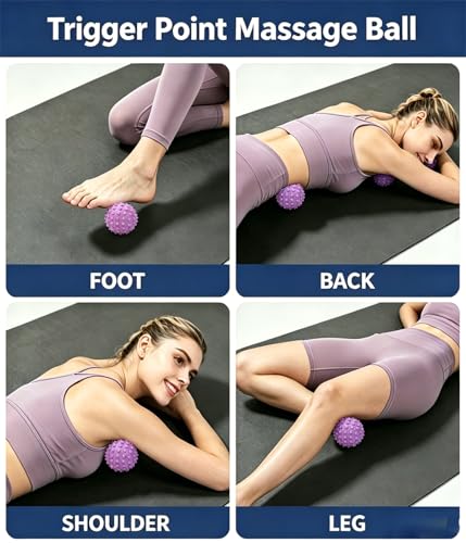 3 in 1 Foot Massage Ball Set, Standard Textured Peanut Massage Balls Kit, Deep Tissue Muscle Relaxation Therapy Tools Perfect for Home Office Gym Travel Use Purple Set - color: Purple Set