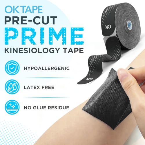 OK TAPE Kinesiology Tape Elastic 100 Strips 10" Precut 2in x 83.4ft 1 Roll - color: Black, size: 100 PCS
