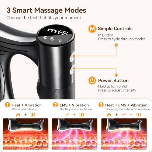 Heated Muscle Scraper Tool, Fascia Release Full Body Contouring Machine, Muscle Scraper Tool Features Modes: Vibration, Heat Therapy and Microcurrent, Fascia Instant Muscle Relaxation Soreness Relief - color: Black