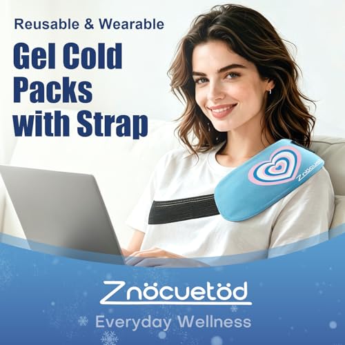 Gel Ice Packs for Injuries Reusable 2 Packs Hot Cold Gel Wrap with Strap - color: Blue-2 Pack-medium