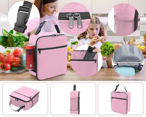 ZM-YOUTOO Lunch Box for Men - Reusable Lunch Bag Men Adult Women- Insulated Small LunchBox (Pink) - color: Pink