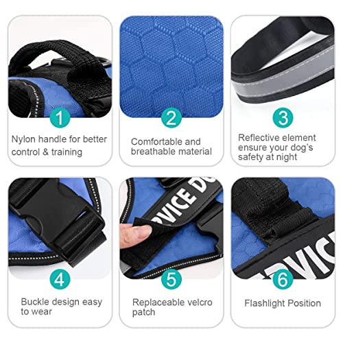 MUMUPET Custom Dog Harness Vest with 2 Personalized Name & Phone Patches - color: Blue-Custom, size: X-Small