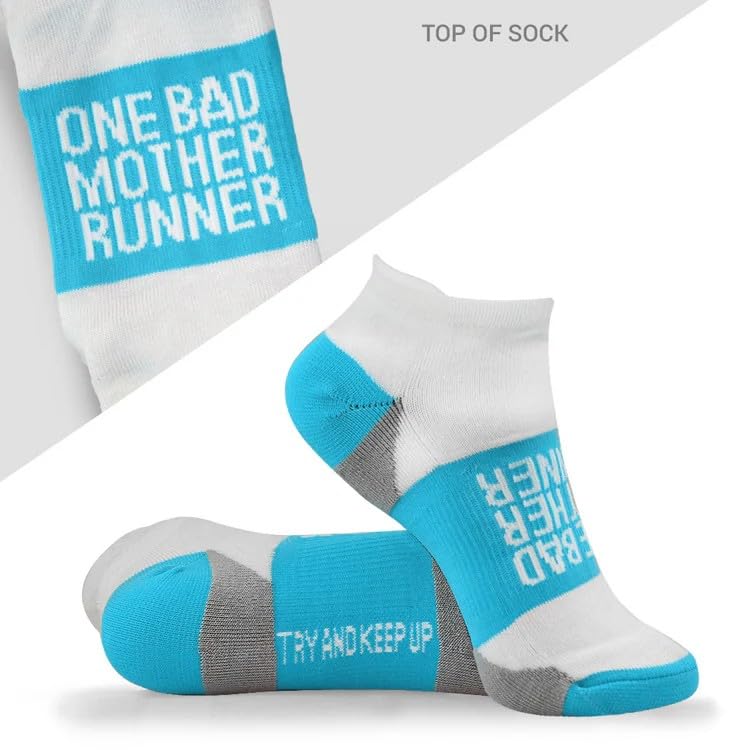 Gone For a Run Motivational Ankle Running Socks - Affirmation Runners Gifts - color: Mother Runner (Teal)