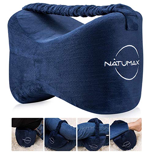 Knee Pillow for Side Sleepers - Relief from Sciatica Pain, Back/Leg Pain, Pregnancy, Hip and Joint Pain Memory Foam Leg Pillow + Free Sleep Mask and Ear Plugs - color: Blue
