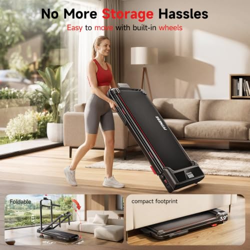 RHYTHM FUN 16% Incline Walking Pad Treadmill with Handles, 6.2MPH, Foldable