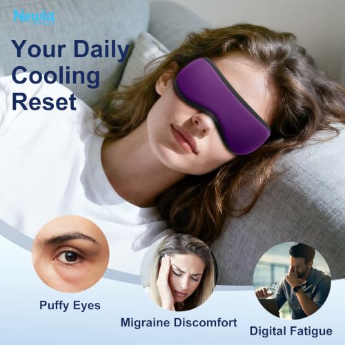 Cooling Gel Eye Mask for Puffy Eyes, Contoured Cold Compress for Eyes - color: Purple