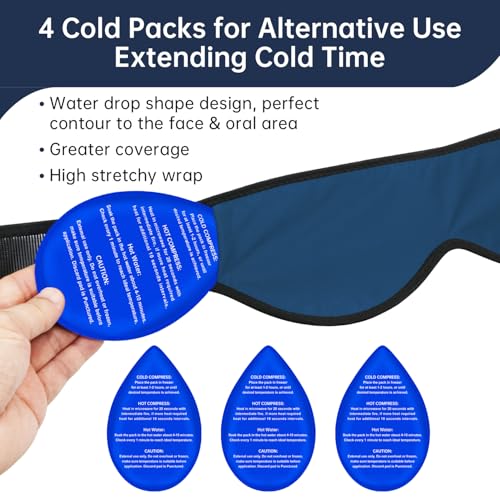 ZNÖCUETÖD Wisdom Teeth Ice Pack Face Head Wrap for Wisdom Teeth Removal Toothache Pain Relief, TMJ, Jaw Ice for Face Oral Surgery, Dental Implant with 4 Reusable Hot Cold Gel Packs (Royal Blue) - color: Royal Blue With 4 Ice Packs