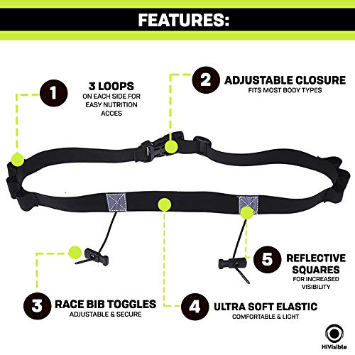 Triathlon Race Belt Triathlon Race Bib Belt for Runners Number Holder - color: Race Belt - Black