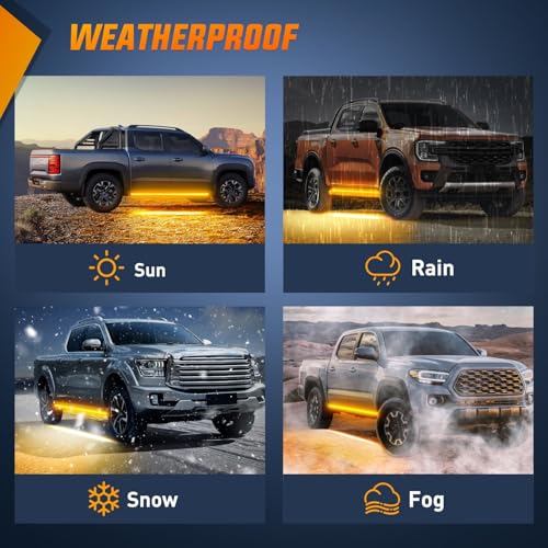 Nilight 2PCS 70 Inch Running Board LED Lights Strip Amber for Truck - color: Amber