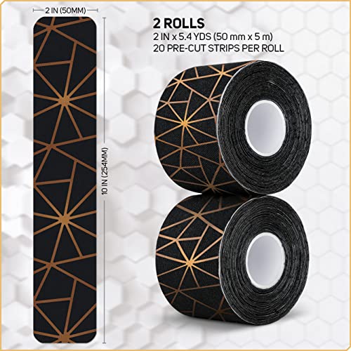 Care Science Copper Infused Kinesiology Tape, 40 Precut Strips, 2 Rolls - color: Copper Infused Precut