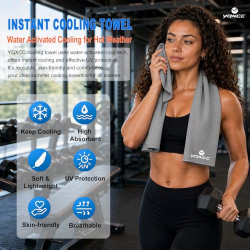 YQXCC 4 Pack Cooling Towels, 40"x12", Ice Cool Towels for Neck & Face - color: 4 Light Gray