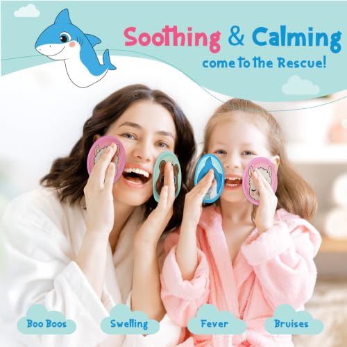 Large Kids Ice Packs for Boo Boos with Strap, 3 Packs Cute Reusable Hot Cold Gel Packs for Kid's Fever,Pain Relief,Wisdom Teeth,First Aid and Neck, Head, Arms, Legs Injuries - style: Shark + Alpaca + Bear