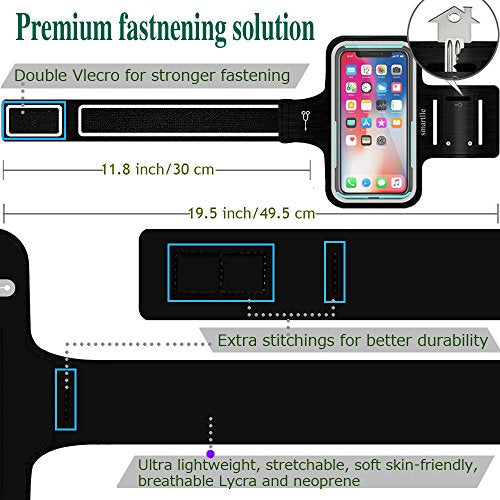 Arm Phone Holder for Running, Universal Cellphone Armband for iPhone 15 14 13 12 11 Pro/XR/XS/X/SE/8/7/6s/6, A/S/J, Up to 6.1’’, Sport Armband for Gym, Sports, Workout-Black