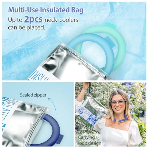 Neck Cooling Tube with Insulated Bag, Reusable PCM Ice Ring, Neck Cooler - color: Green*2
