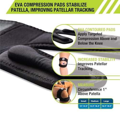 Pro-Tec X-Trac Dual Strap Knee Support, Quadriceps and Patellar Tendon Strap, Knee Brace, Compression Straps, Knee & Joint Support, Tendinitis, Chondromalacia, Adjustable, Easy to Use - size: Small