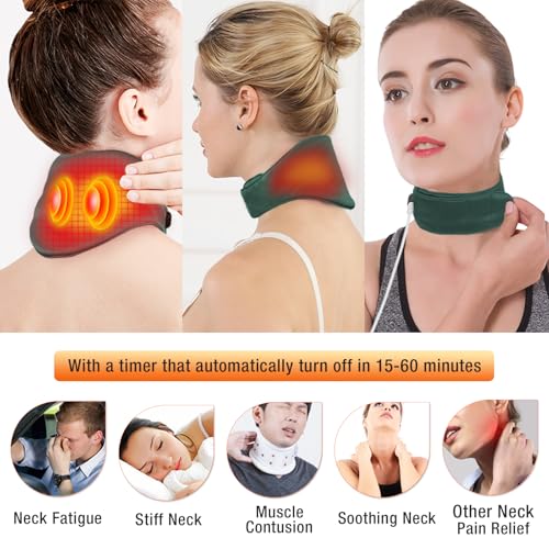 Neck Heating Pad, ARRIS Small Portable Heated Neck Wrap with Adjustable Time and Temperature Control, USB Powered Neck Pain Relief, Stiffness Relief or Postoperative Recovery Green - color: Green