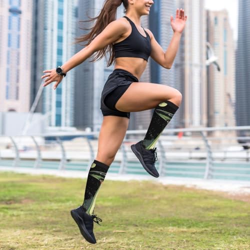 Compression Socks Knee High Circulation Support Socks For Women Men Athletic Running Hiking Travel - color: Spaceship