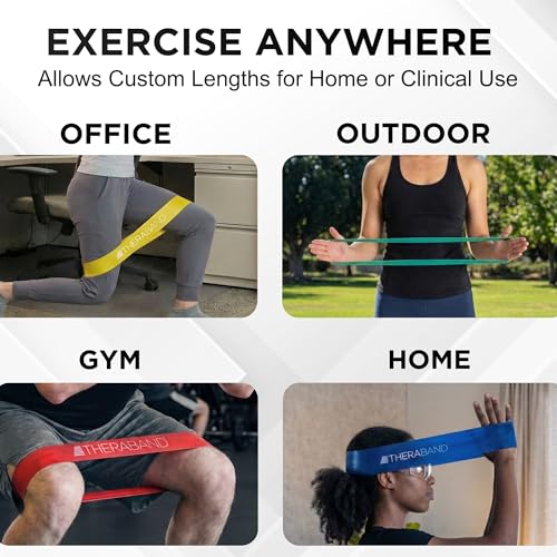 THERABAND Resistance Band Loop Set, 12", Exercise, Workout, Therapy - color: Yellow/Red/Green/Blue, size: 12 inch
