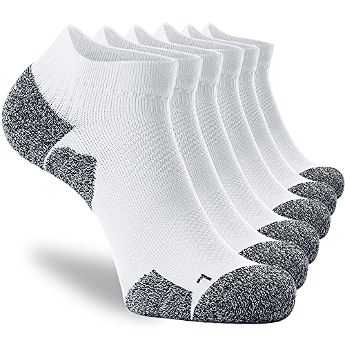 CWVLC Cushioned Athletic Ankle Compression Socks for Women Men 3/6 Pairs - color: 6-pairs White, size: Medium
