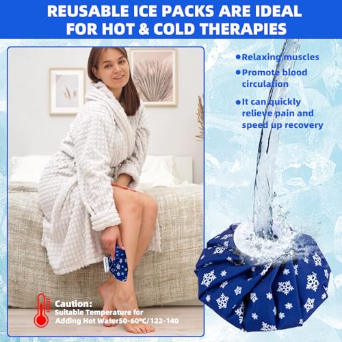 Ice Bags for Injuries Pain Relief, Elastic Breathable Reusable Ice Pack for Hot & Cold Therapies, No-Leak Ice Pack Bag Can Relieve Headaches, Migraines, Sports Injuries Swelling Pain, 3 Sizes