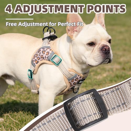 PUPTECK Dog Harness Small Sized Dog, Step in Adjustable Reflective Dog Vest Harness Escape Proof, No Pull Soft Padded Harness Easy Control, Brown Leopard, S - color: Brown(Leopard), size: S (CHEST: 13"-18")