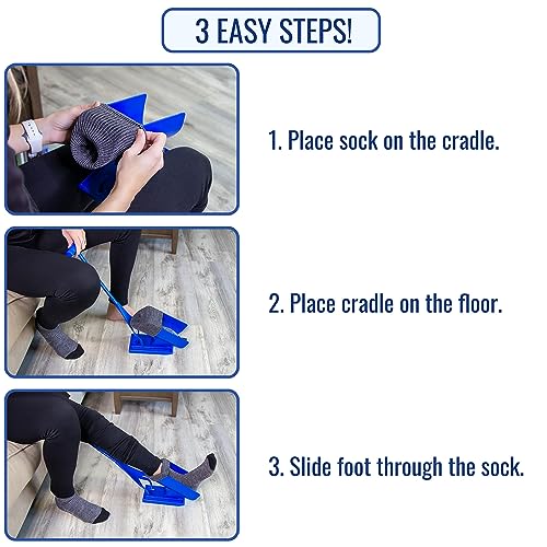 DMI Sock Aid & Shoe Horn, Mobility Aid for Seniors and Those with Limited Movement, FSA & HSA Eligible, 3 Easy Steps, Easy Storage
