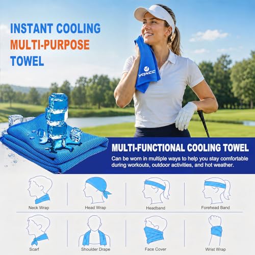 YQXCC 2 Pack Cooling Towels (47"x12"), Ice Cool Towel for Neck & Face - color: Dark Blue/Orange