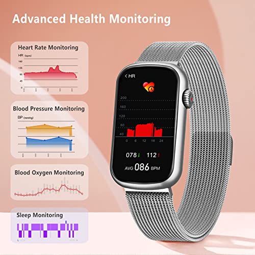 FITVII Slim Fitness Tracker with Blood Oxygen, Blood Pressure, 24/7 Heart Rate and Sleep Tracking, IP68 Waterproof Activity Trackers and Smart Watches with Step Tracker, Pedometer for Women Men - color: Silver