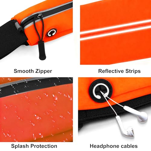 Running Belt Fanny Pack Men and Women Slim Running Bag Money Belt - color: Orange