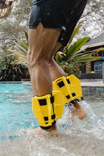 Aquastrength Hydro-Tone Total Body Pool Exercise System, Isokinetic Functional Water Weights, Bells 12" x 7.5", Fins 6.5" x 2.5", Quick Start Guide Included - color: Yellow
