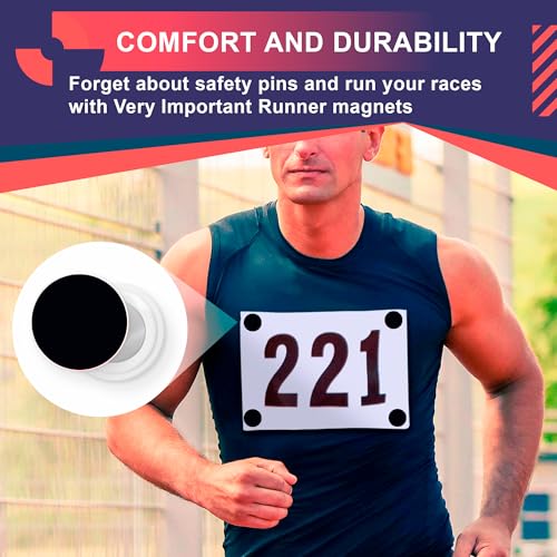 4 Race Bib Magnets for Runners, Race Bib Clips, No Pins, Black - color: Black